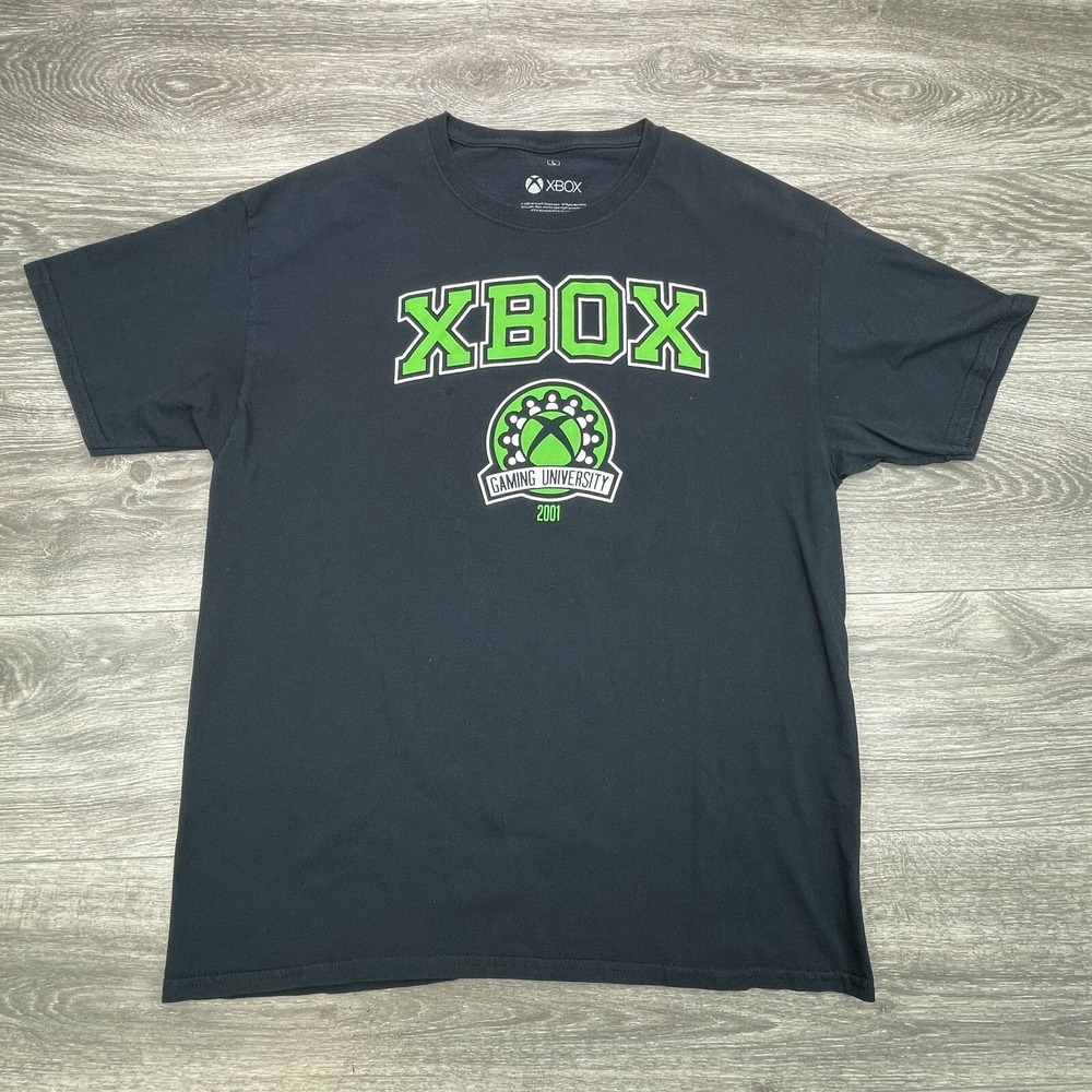 XBOX Shirt Mens Large Gaming University 2001 Gamer Microsoft Halo COD Retro